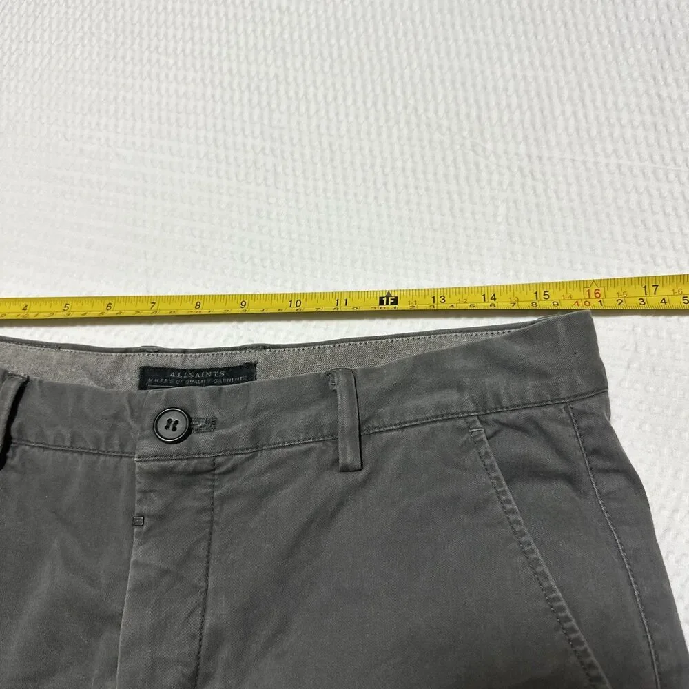 Mens All Saints Pipe Chino Trousers Size 30 Gray
